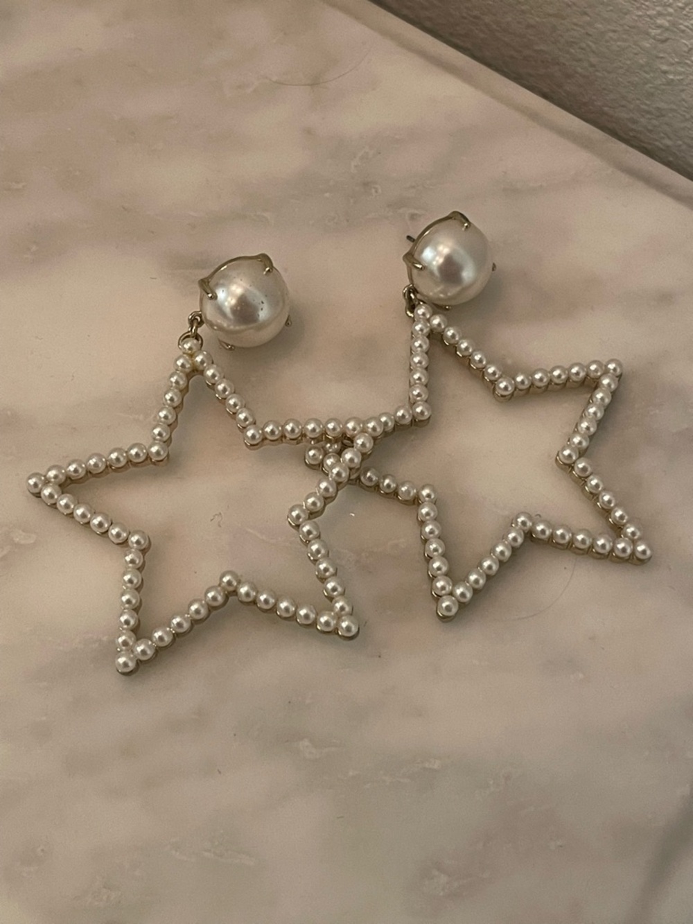 BaubleBar Pearl Star Drop Earrings in White